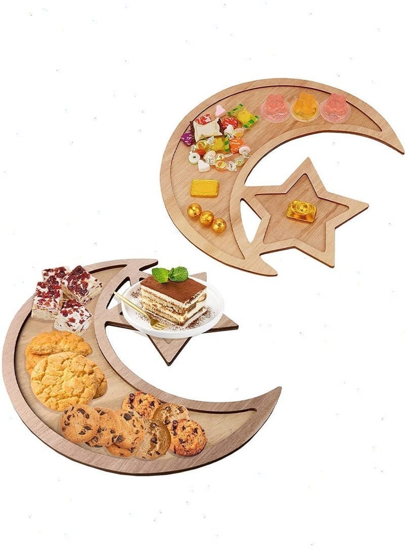 رمضان صينية ، خشبية القمر ستار أدوات المائدة ، عيد مبارك حزب تخدم أدوات المائدة للحلوى المعجنات عرض حامل رمضان ديكورات للمنزل - Image 4